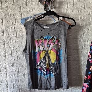 Lauren moshiGray KISS Graphic Tank Top large